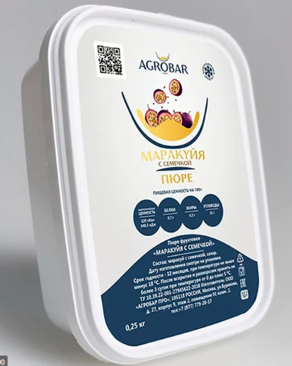 Изображение Пюре маракуйя с семечкой Агробар, 250 гр